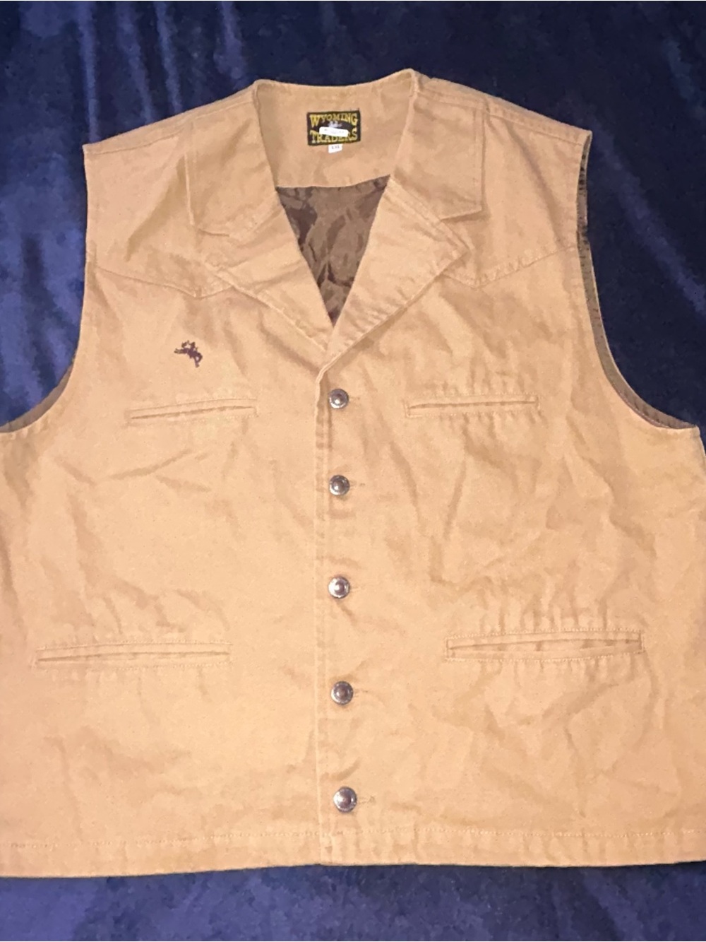 Wyoming Traders Vest Mens XXL Tan Canvas Lined Pockets Western Bronco Rancher